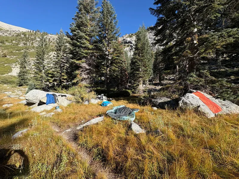 Drying out gear in the morning.