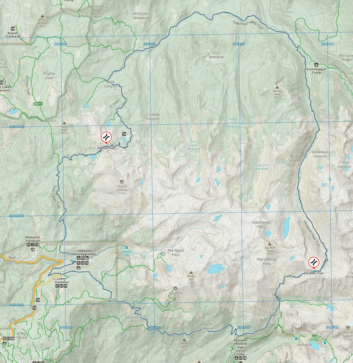 Map of the Sequoia Loop trail