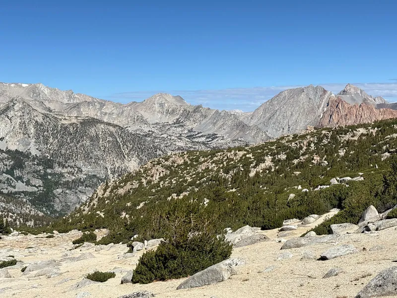View of Paiute Pass (right of center), which I had traversed the day before.