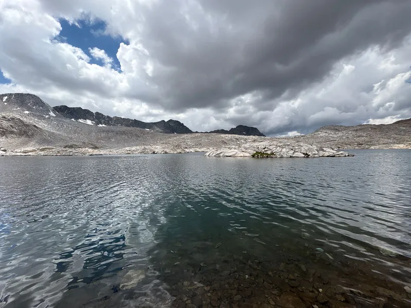 Wanda Lake shore. The little outcropping in the middle is the peninsula.